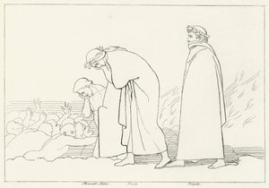 Dante talar med sin lärare, Inferno, Canto 15 (gravyr) av John (after) Flaxman