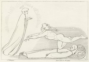 Striden om Guido De Montefeltro, Inferno, Canto 27 (gravyr) av John (after) Flaxman