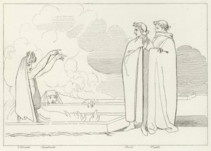De brinnande gravarna, Inferno, Canto 10 (gravyr) av John (after) Flaxman