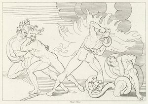 The Fiery Serpents, Inferno, Canto 24 (gravyr) av John (after) Flaxman