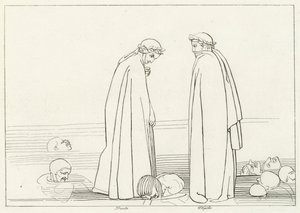 The Frozen Lake, Inferno, Canto 32 (gravyr) av John (after) Flaxman