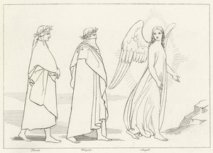Den vägledande ängeln, skärselden, Canto 15 (gravyr) av John (after) Flaxman