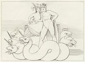 Kyrkans intriger, skärselden, Canto 32 (gravyr) av John (after) Flaxman