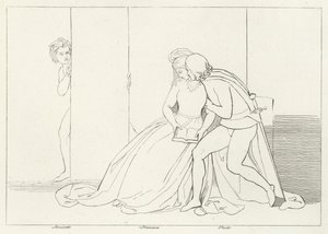 The Lovers Surprised, Inferno, Canto 5 (gravyr) av John (after) Flaxman