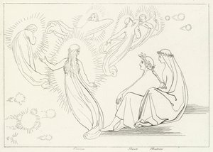 The Return of Cunissa, Paradise, Canto 9 (gravyr) av John (after) Flaxman