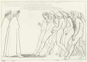 Skärseldens vestibul, skärselden, Canto 3 (gravyr) av John (after) Flaxman