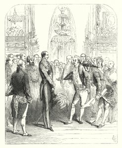 Prins Albert och de kungliga kommissionärerna vid den stora utställningen 1851, Crystal Palace, Hyde Park, London (gravyr)