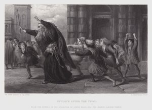 Shylock efter rättegången (gravyr) av John (after) Gilbert