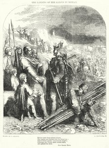 Saxarnas landstigning i Storbritannien (gravyr) av John (after) Gilbert