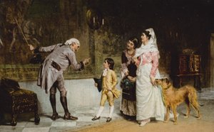 Ancefadern på gobelängen (färg litho) av John (after) Hassall