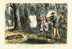 Tysk aristokrat dödar en räv av misstag på en skjutfest av John (after) Leech
