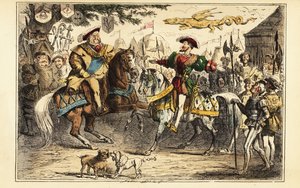 Henrik VIII av England möter Frans I av Frankrike till häst på Gulddukens fält, 7 juni 1520
