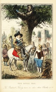 Kung Charles II gömmer sig i en ek i Boscobel Wood, efter slaget vid Worcester