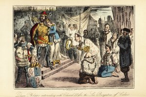 Kung Edward III av England efter belägringen av Calais 1347 av John (after) Leech