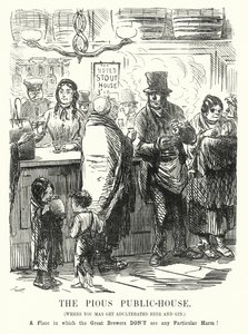 Punch tecknad: The Pious Public House (gravyr) av John (after) Leech