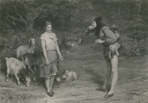 Touchstone och Audrey, As You Like It (gravyr)