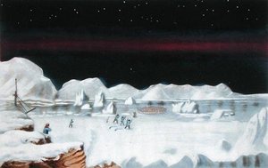 Första kontakten med infödingarna i Boothia Felix, ur "Narrative of a Second Voyage in Search of a North-West Passage (1829-33)", av Sir John Ross (1777-1856), graverad av William Say (1768-1834) (litografi). av John (after) Ross