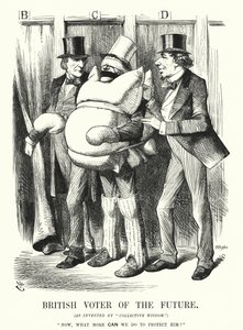 Punch tecknad: British Voter of the Future (gravyr) av John (after) Tenniel