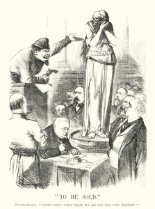 Punch tecknad: Att säljas - Pariskommunen (gravyr) av John (after) Tenniel