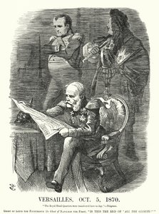 Punch-tecknad serie: Versailles, 5 oktober 1870 - Frankrikes förnedring i det fransk-preussiska kriget (gravyr)