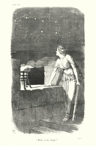 Sir John Tenniel tecknad serie: "Vad händer med natten" (gravyr) av John (after) Tenniel