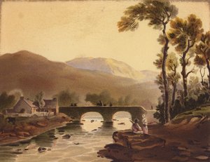 Beddgelert Bridge (färglitografi) av John (after) Varley