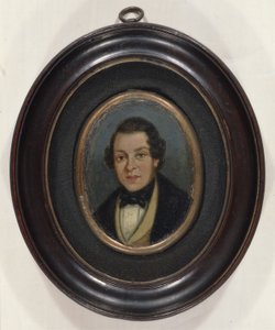Miniatyr: Porträtt av Abram Constable (1783-1862), konstnärens bror (olja på bräda) av John (attr. to) Constable