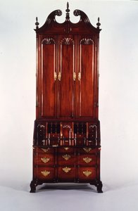 Nicholas Brown Chippendale block-and-shell skrivbord och bokhylla, ca 1760-70 (mahogny) av John (attr. to) Goddard
