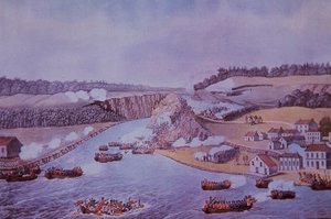 Slaget vid Queenston Heights (färg litho) av Walter Charles Mills