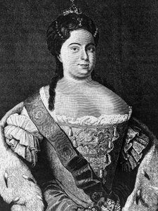 Porträtt av Katarina I (1684-1727), andra hustru till Peter Store och Rysslands kejsarinna från 1725 till hennes död, gravyr