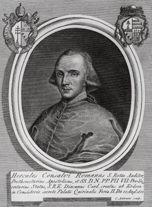 Porträtt av Ercole Consalvi (1757-1824), italiensk kardinal och politiker, gravyr av Carlo Antonini