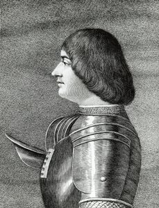 Porträtt av Ludovico Sforza, känd som Il Moro (1452-1508), hertig av Milano, gravyr
