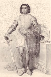 Porträtt av Filip av Artois, greve av Eu (1358-1397), gravyr, 20x13 cm, från Galerie Historique de Versailles, Histoire de France, Charles Gavard Publisher, Paris, cirka 1840 av Walter Charles Mills