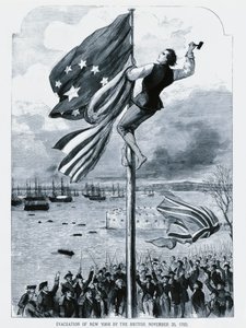 Britterna överger New York, när den amerikanska flaggan hissas, 25 november