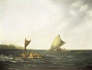 Tonga Canoes (olja på duk) av John (attr. to) Webber