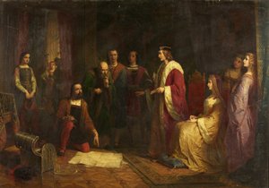 Cabot och hans son, Sebastian, vid Henry VII:s hov, 1862