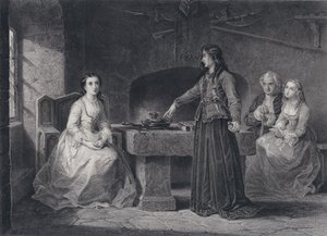 Illustration för The Pirate av Sir Walter Scott (gravyr)