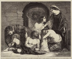 Historical Composition in Painting, An Act of Mercy, Blanche av Kastilien, drottning regent av Frankrike, befriande av fångarna instängda av kapitlet i Paris, 1512 av John Alfred Vintner