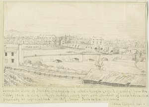 Burton-upon-Trent Bridge and Town: pennteckning, 1817