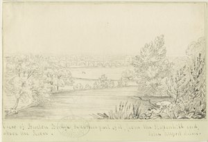 Burton-upon-Trent Bridge and Town: pennteckning, nd [c 1817] (ritning)