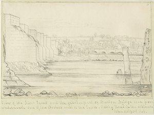 Burton-upon-Trent Bridge and Town: pennteckning, nd [c 1817] (ritning)