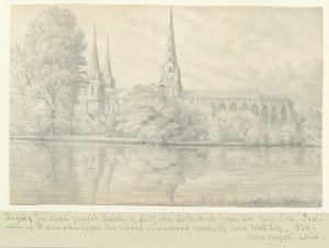 Lichfield Cathedral - South West View: blyertsteckning av John Allport