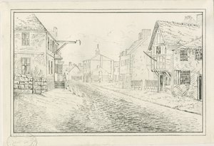 Rugeley Town - Wolseley Bridge till Lichfield Road: ritning med penna och bläck, nd [1814]
