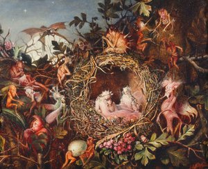 Feer i ett fågelbo, ca 1860