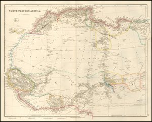 1842 års karta över nordvästra Afrika av John Arrowsmith
