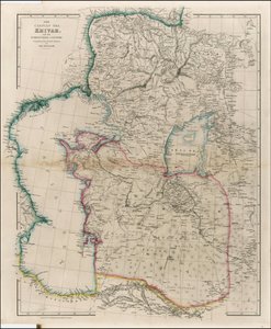 1842 års karta över Kaspiska havet, Khivah och det omgivande landet av John Arrowsmith