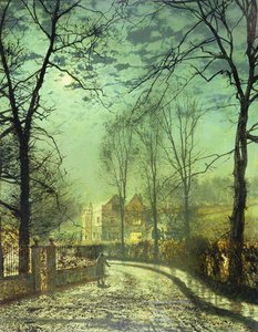 En månbelyst väg, 1800-talet av John Atkinson Grimshaw
