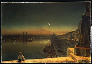 Rouen på natten från Pont de Pierre, 1878 av John Atkinson Grimshaw
