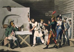 Rysk lojalitet och hjältemod: bonden av Smolensk, graverad av John Heaviside Clark (ca 1771-1863) och Matthew Dubourg (fl. 1813-20) från "Historiska, militära och sjöanekdoter", pub. av Edward Orme (1774-c.1820) 1816 (akvatint) av John Augustus (after) Atkinson