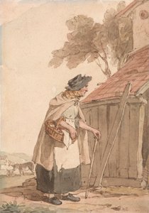 En gammal kvinna som bär en korg av John Augustus Atkinson